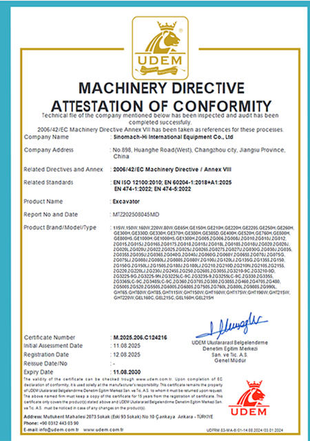 CE Certificate of Excavator